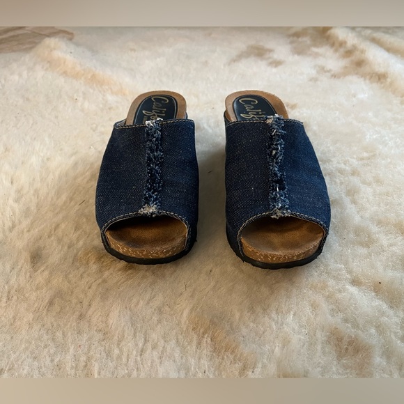 Californians- Cecilia denim open toe wedge sandal - Picture 6 of 7